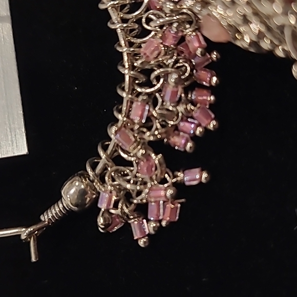 NWOT Bollywood style Hoop earrings with pink beads - Picture 8 of 8